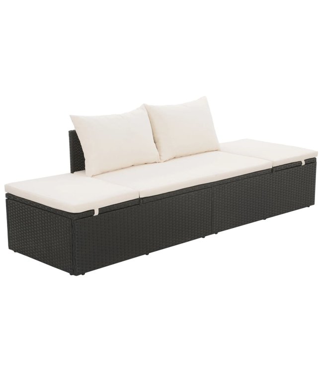 Tuinbed 195x60 cm poly rattan zwart