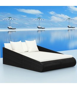 Tuinbed 201x139 cm poly rattan zwart