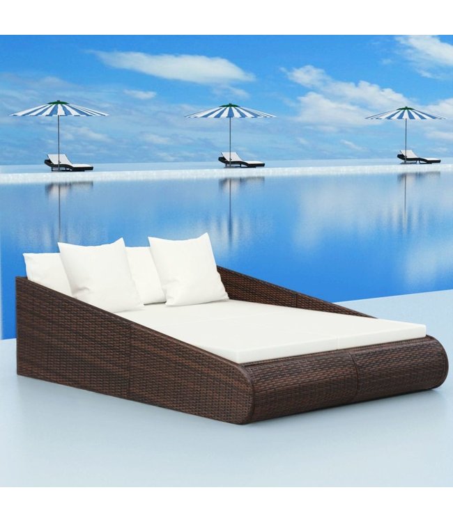 Tuinbed 201x139 cm poly rattan bruin