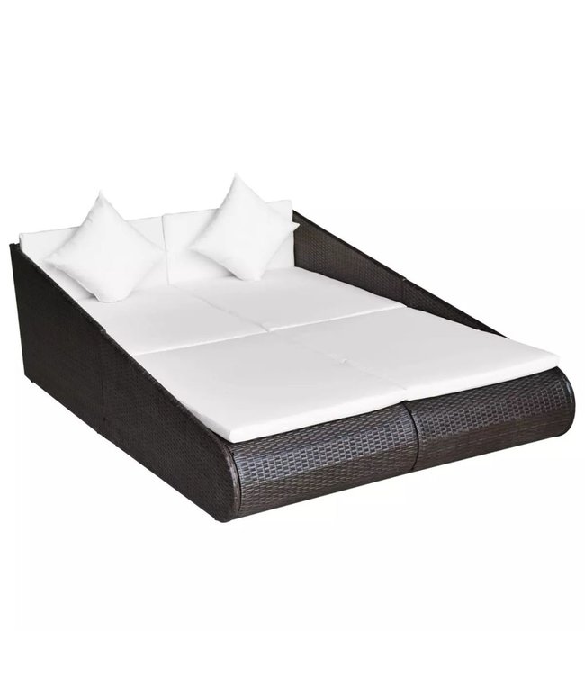 Tuinbed 201x139 cm poly rattan bruin