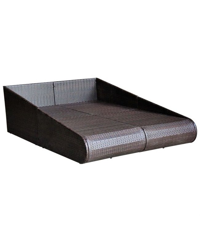 Tuinbed 201x139 cm poly rattan bruin