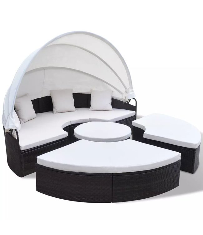 Loungebed poly rattan bruin