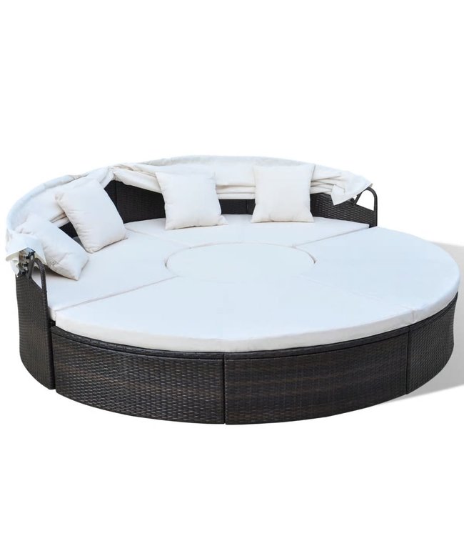 Loungebed poly rattan bruin