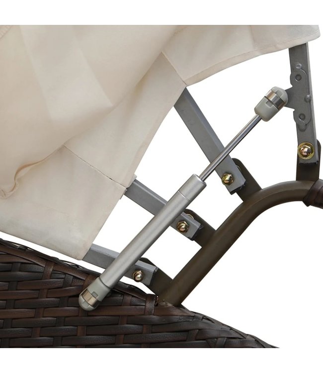 Tuinbed met luifel 186x226 cm poly rattan bruin