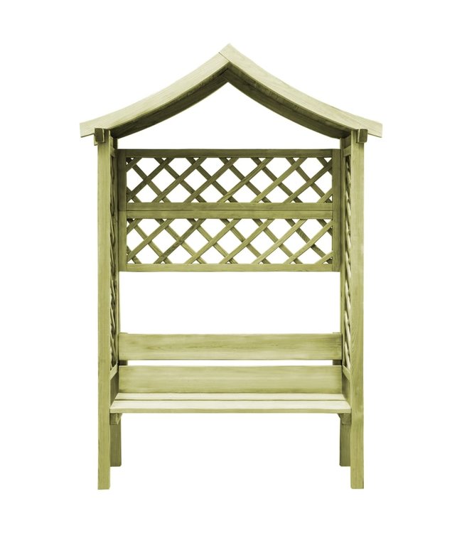 Pergola met dak en bank geïmpregneerd grenenhout