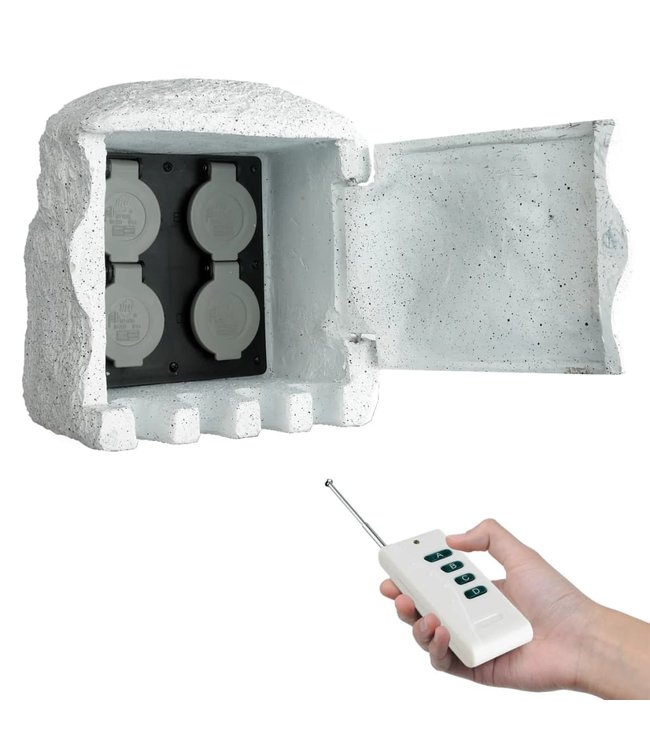 Buitenstopcontact kunststeen met afstandsbediening