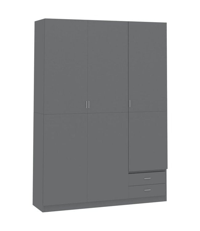 Kledingkast 3-deurs 120x50x180 cm spaanplaat hoogglans grijs