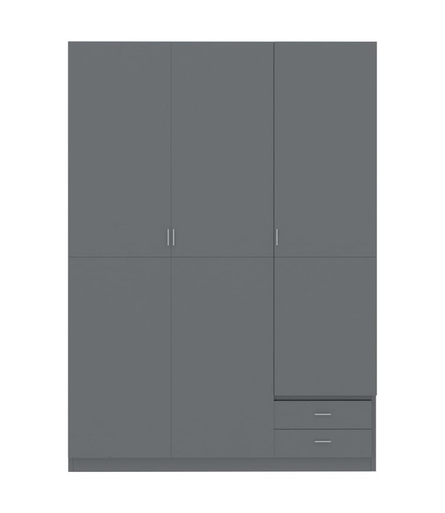 Kledingkast 3-deurs 120x50x180 cm spaanplaat hoogglans grijs