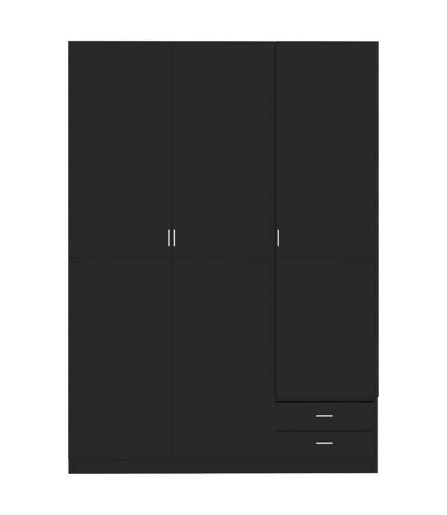 Kledingkast 3-deurs 120x50x180 cm spaanplaat hoogglans zwart