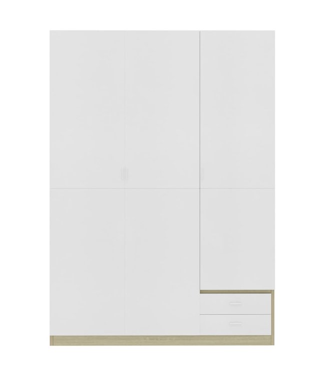 Kledingkast 3-deurs 120x50x180 cm spaanplaat wit sonoma eiken