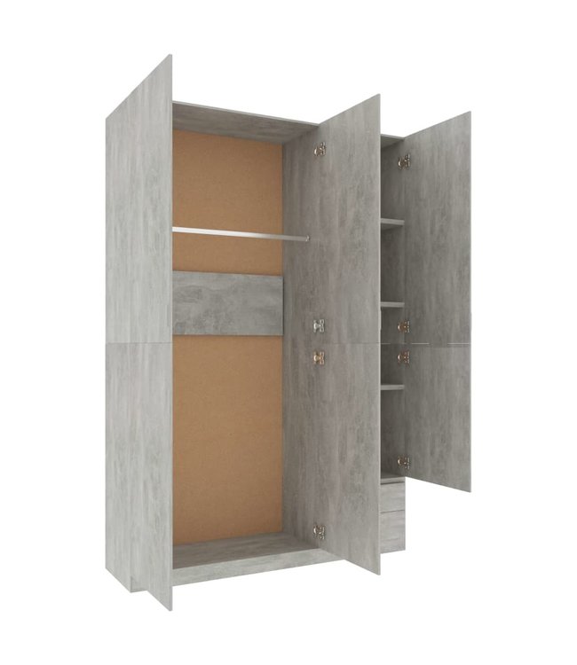 Kledingkast 3-deurs 120x50x180 cm spaanplaat betongrijs