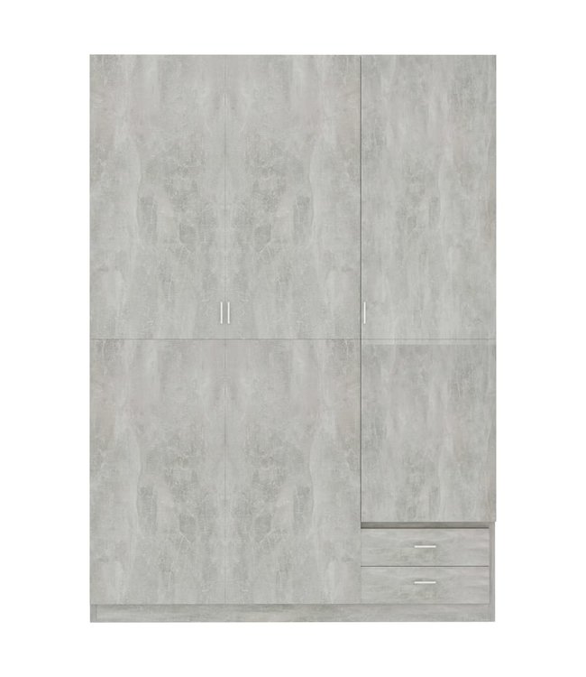 Kledingkast 3-deurs 120x50x180 cm spaanplaat betongrijs