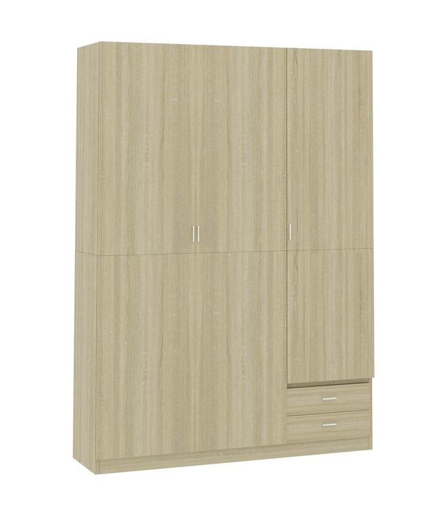 Kledingkast 3-deurs 120x50x180 cm spaanplaat sonoma eikenkleur