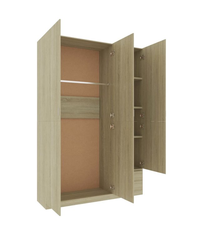 Kledingkast 3-deurs 120x50x180 cm spaanplaat sonoma eikenkleur