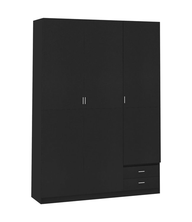 Kledingkast 3-deurs 120x50x180 cm spaanplaat zwart
