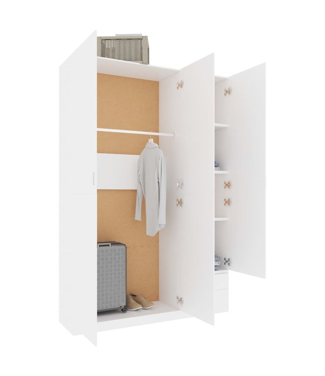 Kledingkast 3-deurs 120x50x180 cm spaanplaat wit