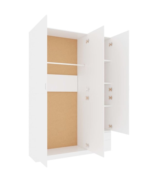 Kledingkast 3-deurs 120x50x180 cm spaanplaat wit