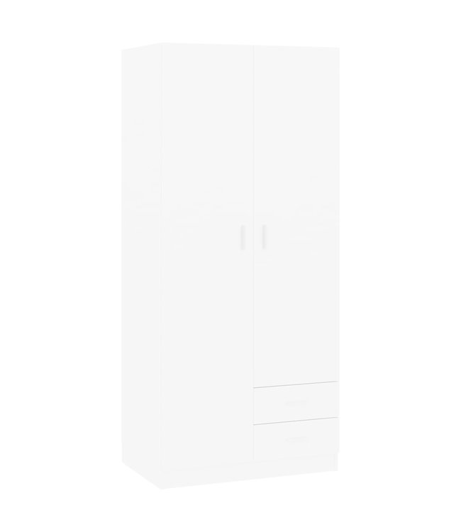 Kledingkast 80x52x180 cm spaanplaat hoogglans wit