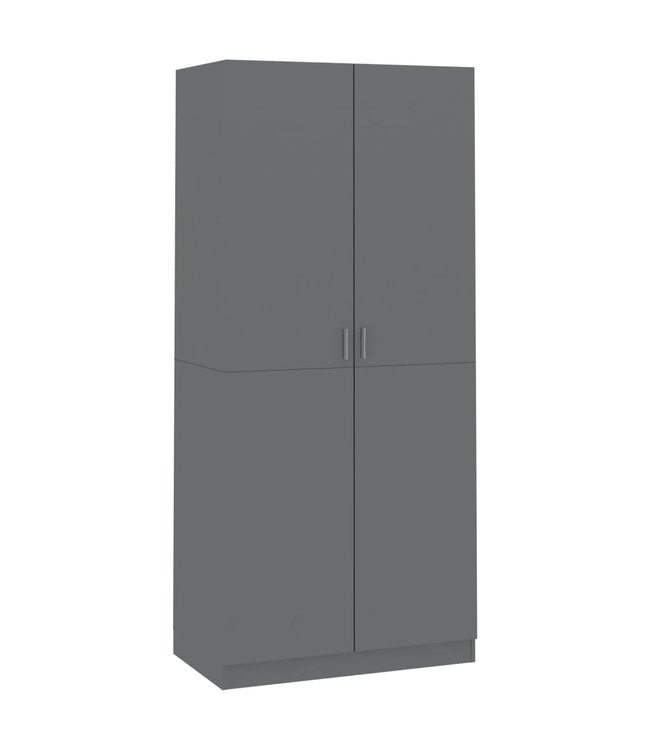 Kledingkast 90x52x200 cm spaanplaat hoogglans grijs