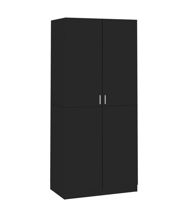 Kledingkast 90x52x200 cm spaanplaat hoogglans zwart