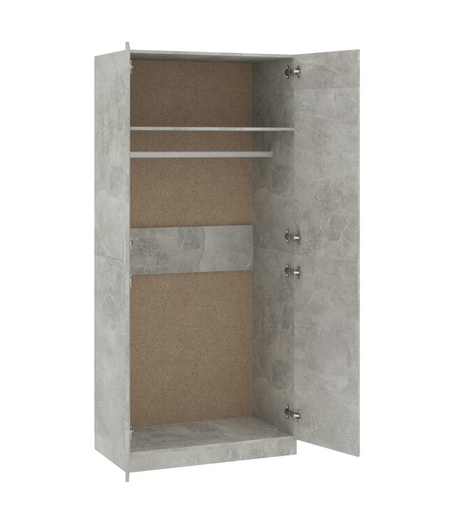 Kledingkast 90x52x200 cm spaanplaat betongrijs