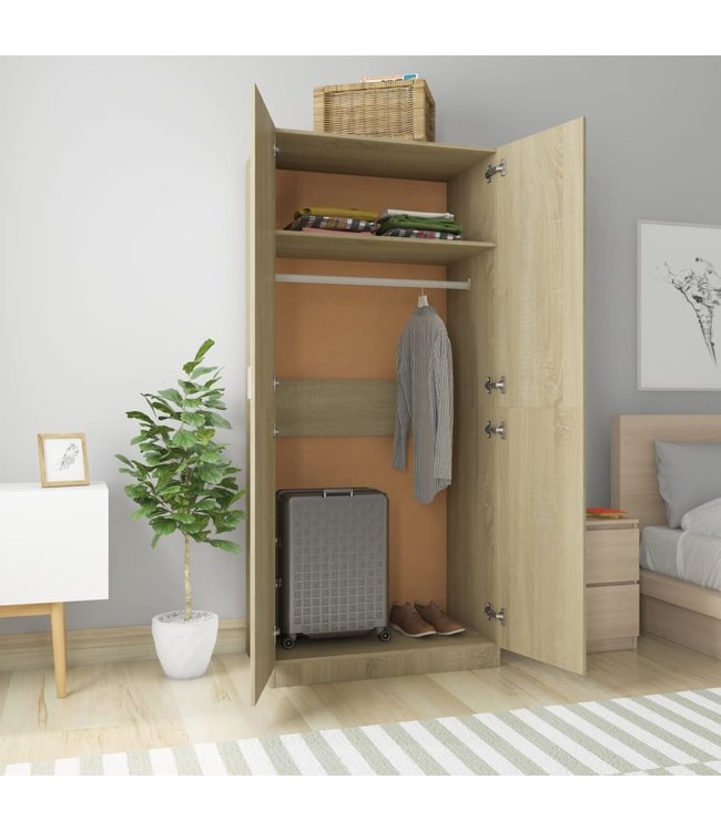 Kledingkast 90x52x200 cm spaanplaat sonoma eikenkleurig