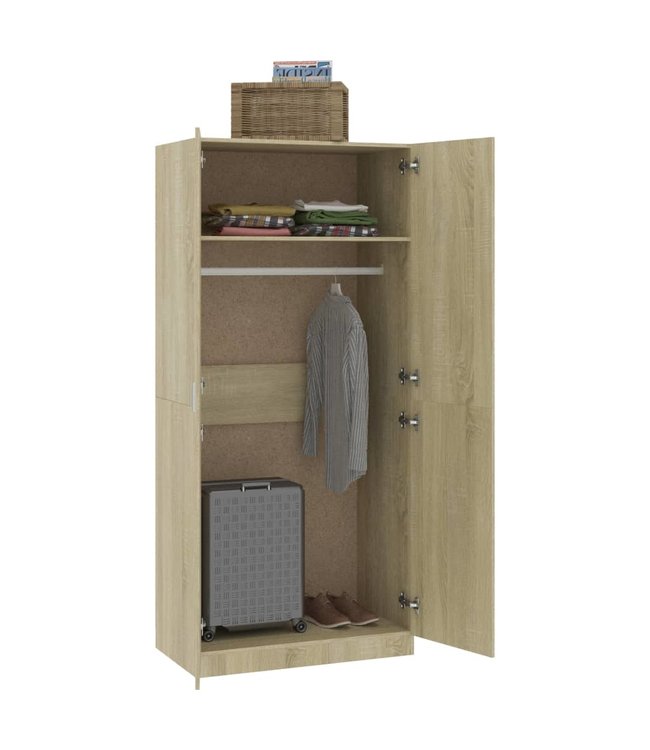 Kledingkast 90x52x200 cm spaanplaat sonoma eikenkleurig