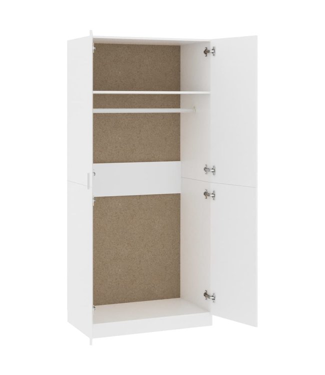 Kledingkast 90x52x200 cm spaanplaat wit