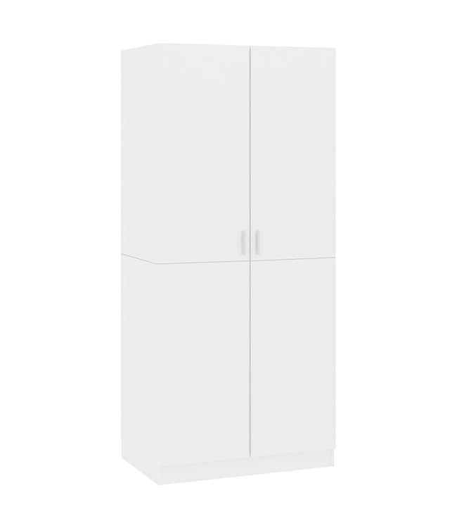 Kledingkast 80x52x180 cm spaanplaat hoogglans wit