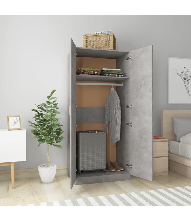 Kledingkast 80x52x180 cm spaanplaat betongrijs