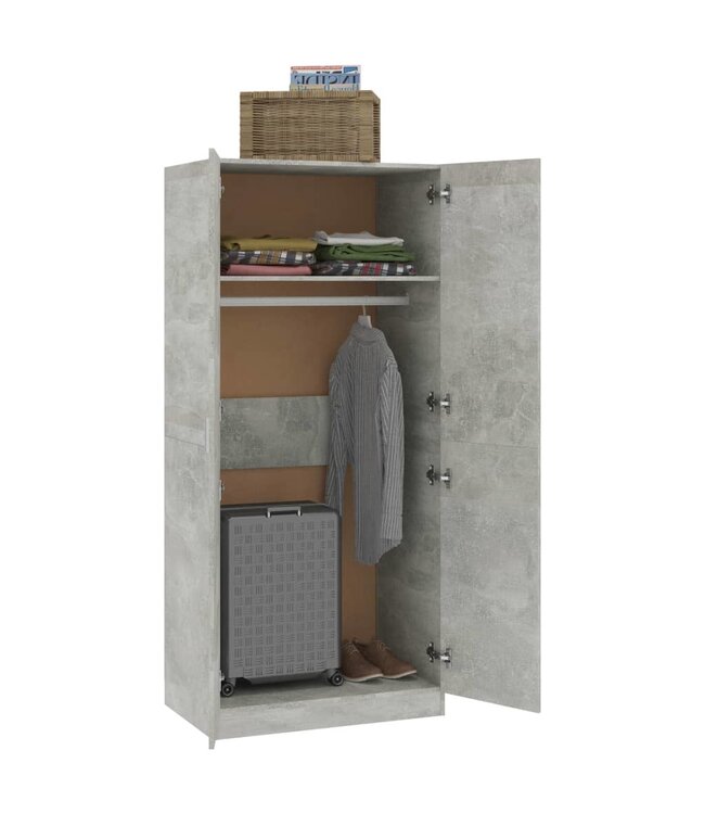 Kledingkast 80x52x180 cm spaanplaat betongrijs