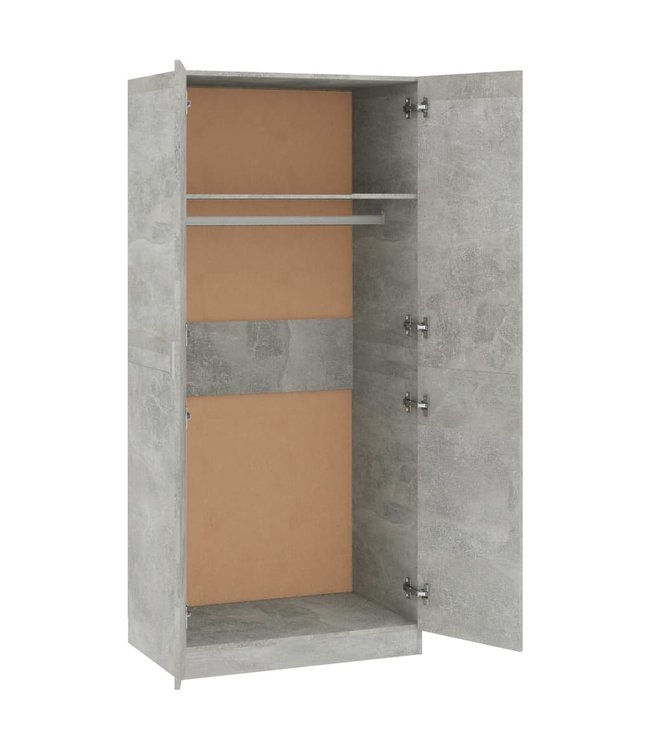 Kledingkast 80x52x180 cm spaanplaat betongrijs