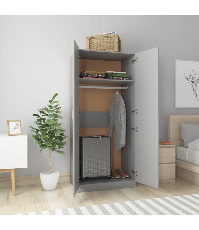 Kledingkast 80x52x180 cm spaanplaat grijs