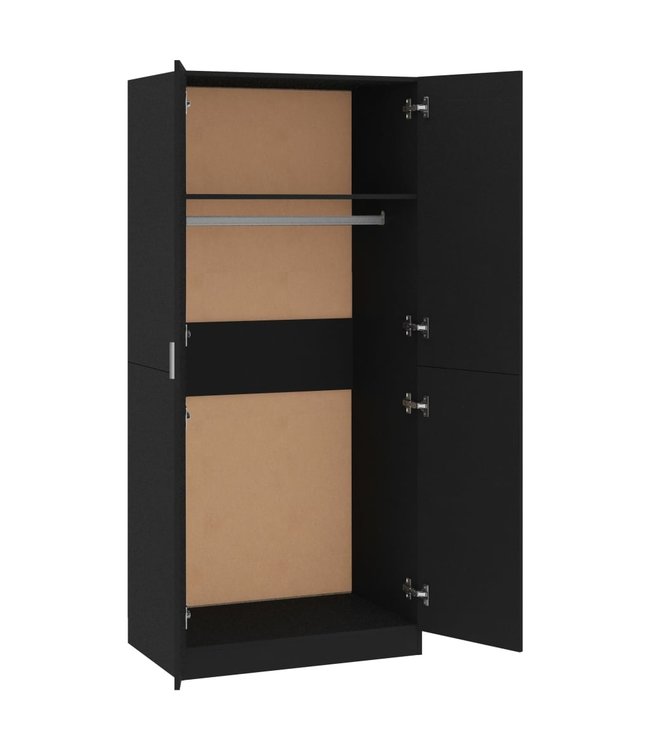 Kledingkast 80x52x180 cm spaanplaat zwart
