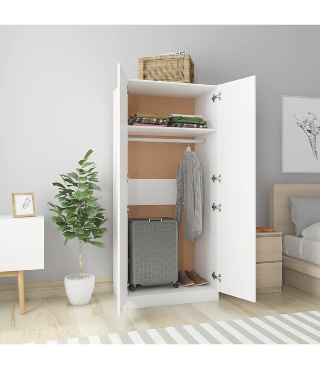 Kledingkast 80x52x180 cm spaanplaat wit