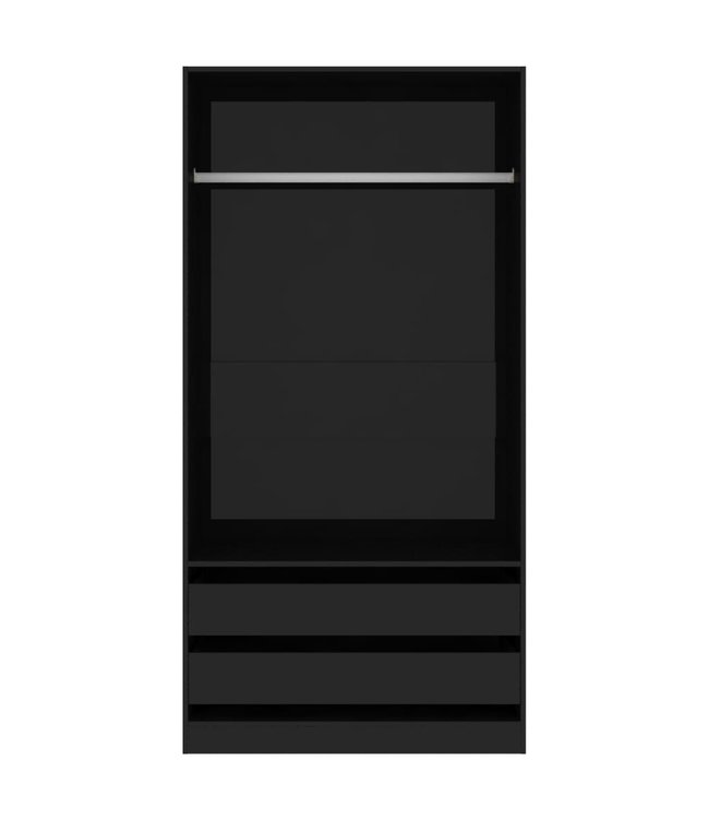 Kledingkast 100x50x200 cm spaanplaat hoogglans zwart