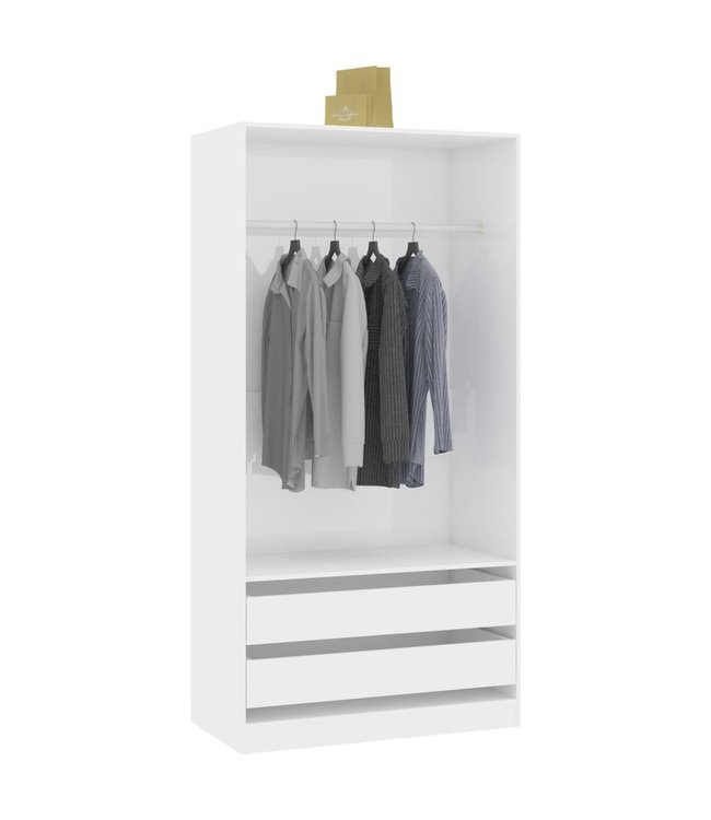 Kledingkast 100x50x200 cm spaanplaat hoogglans wit