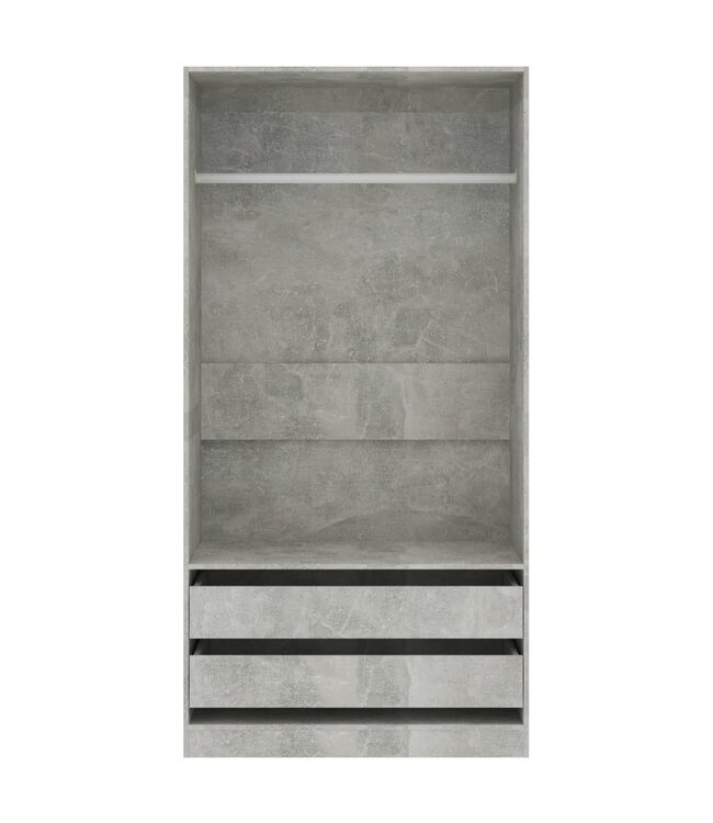 Kledingkast 100x50x200 cm spaanplaat betongrijs