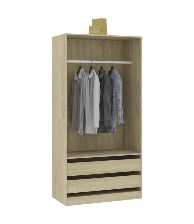 Kledingkast 100x50x200 cm spaanplaat sonoma eikenkleurig