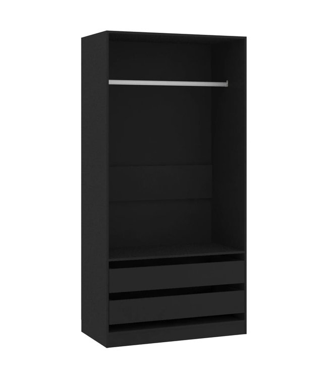 Kledingkast 100x50x200 cm spaanplaat zwart