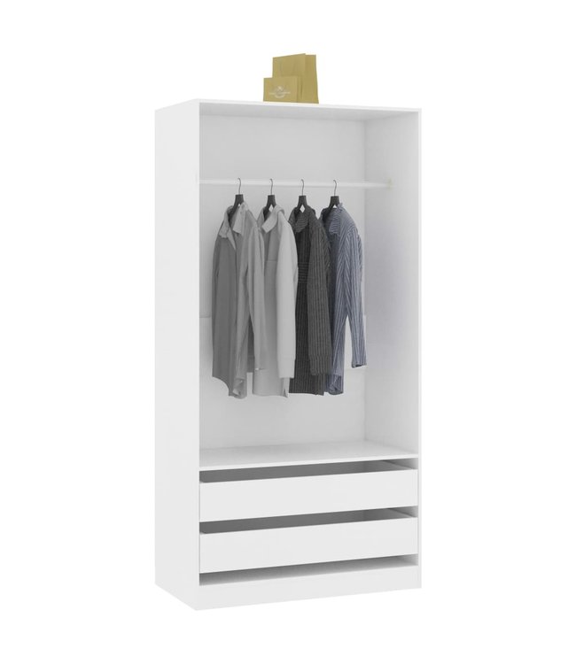 Kledingkast 100x50x200 cm spaanplaat wit