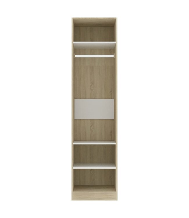 Kledingkast 50x50x200 cm spaanplaat wit en sonoma eiken