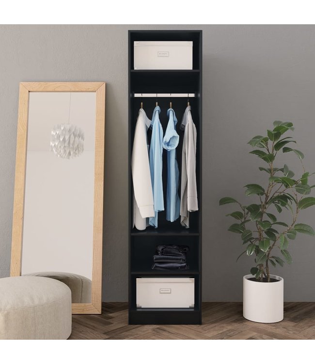 Kledingkast 50x50x200 cm spaanplaat zwart
