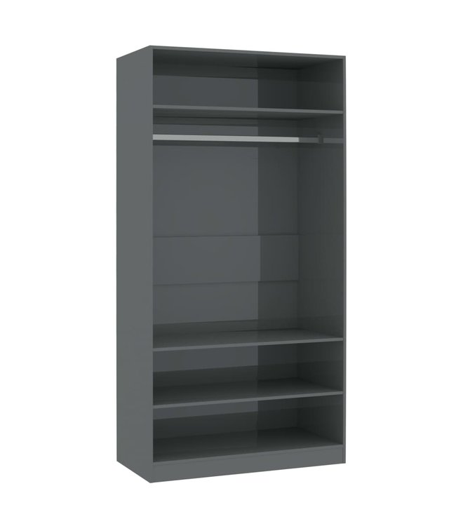 Kledingkast 100x50x200 cm spaanplaat hoogglans grijs