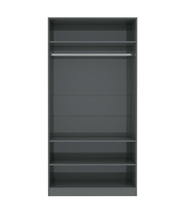 Kledingkast 100x50x200 cm spaanplaat hoogglans grijs