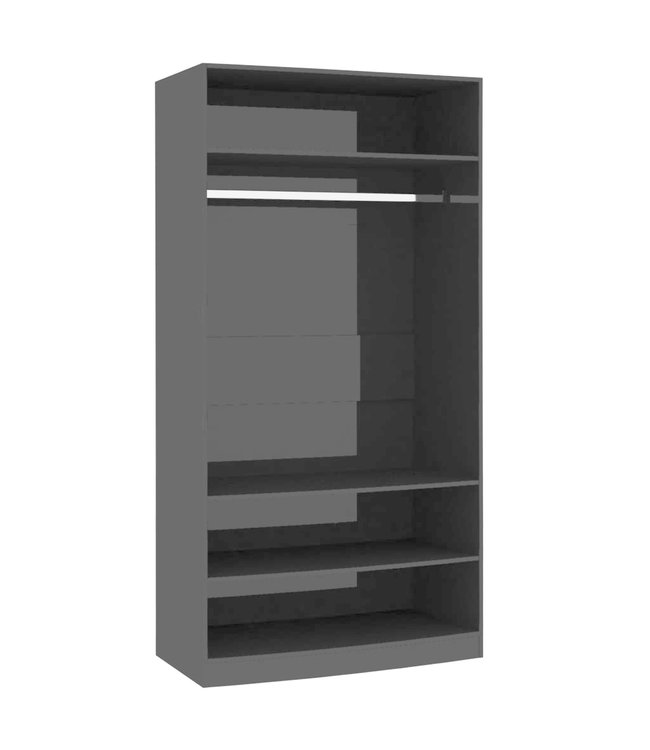Kledingkast 100x50x200 cm spaanplaat hoogglans zwart