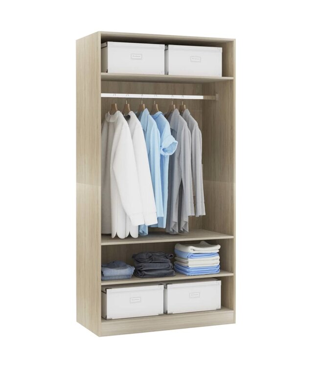 Kledingkast 100x50x200 cm spaanplaat sonoma eikenkleurig