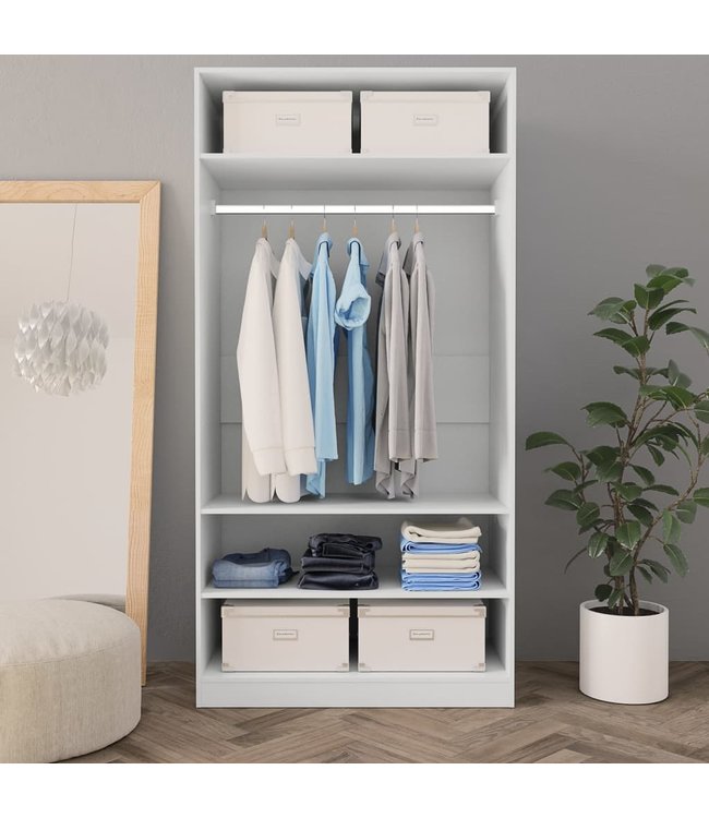 Kledingkast 100x50x200 cm spaanplaat wit