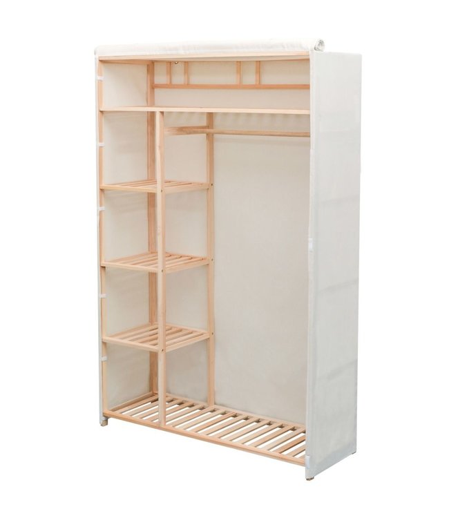 Kledingkast stof en grenenhout 110x40x170 cm