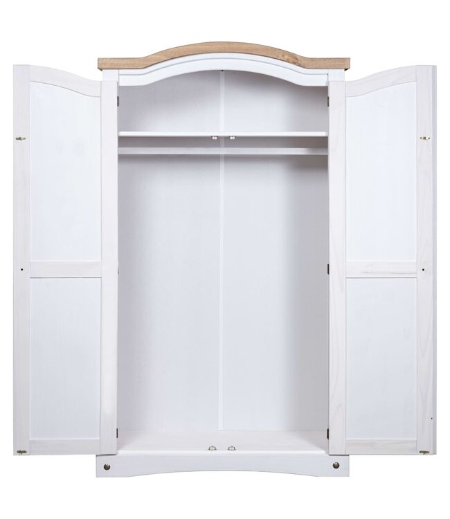 Kledingkast met 2 deuren Mexicaans grenenhout Corona-stijl wit